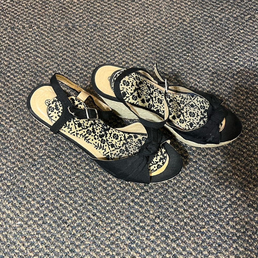 Black Wedge Sandal